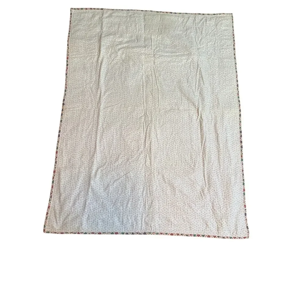 90s VTG Handmade Hunny Bunny Rabbit Baby Quilt Crib Blanket Pink & White Hearts